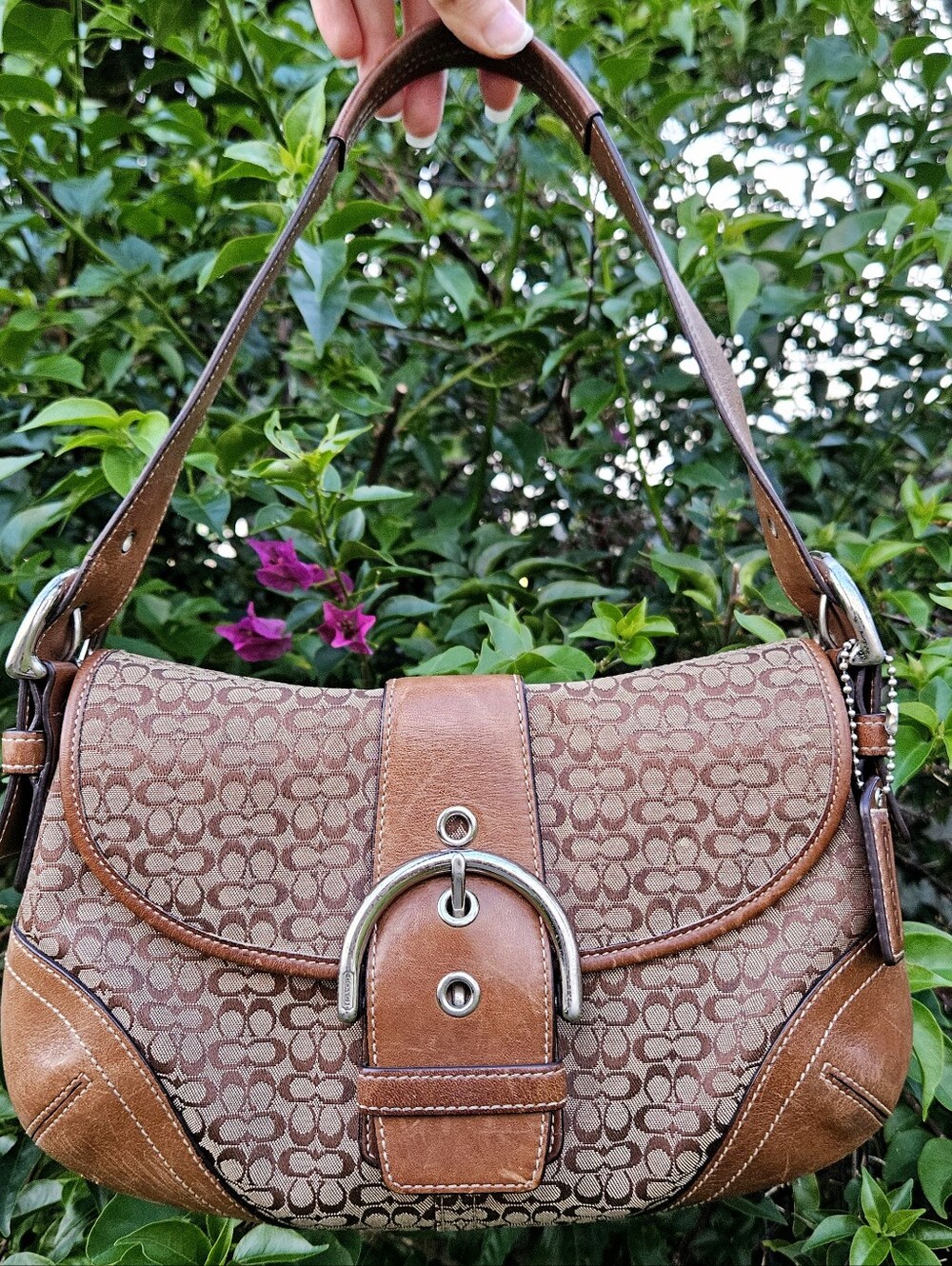Vintage Coach Soho 6818 Small Signature C Brown Leather Shoulder Bag Y2K